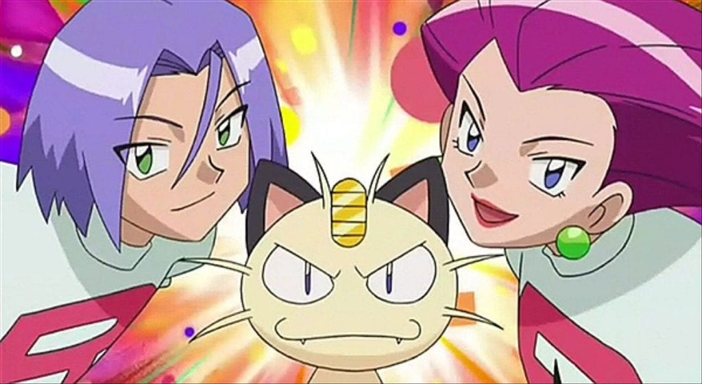 Jessie, James, and Meowth, the most famous members of Team Rocket