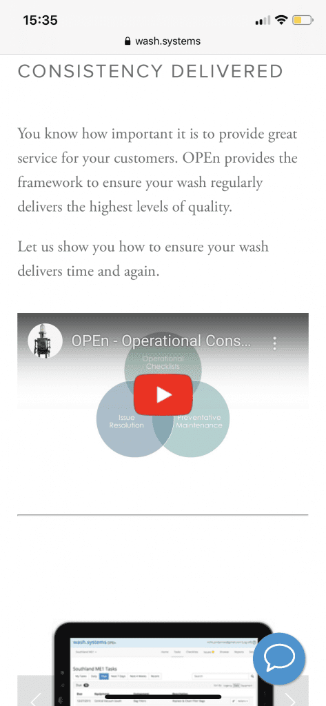 Wash Systems landing page