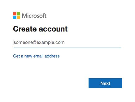 Crie uma conta da Microsoft