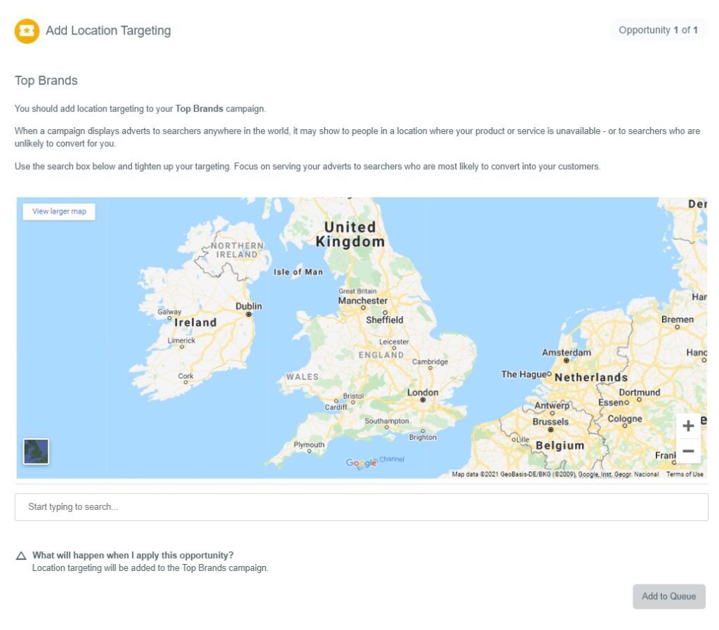 adding location targeting to already running ppc campaigns