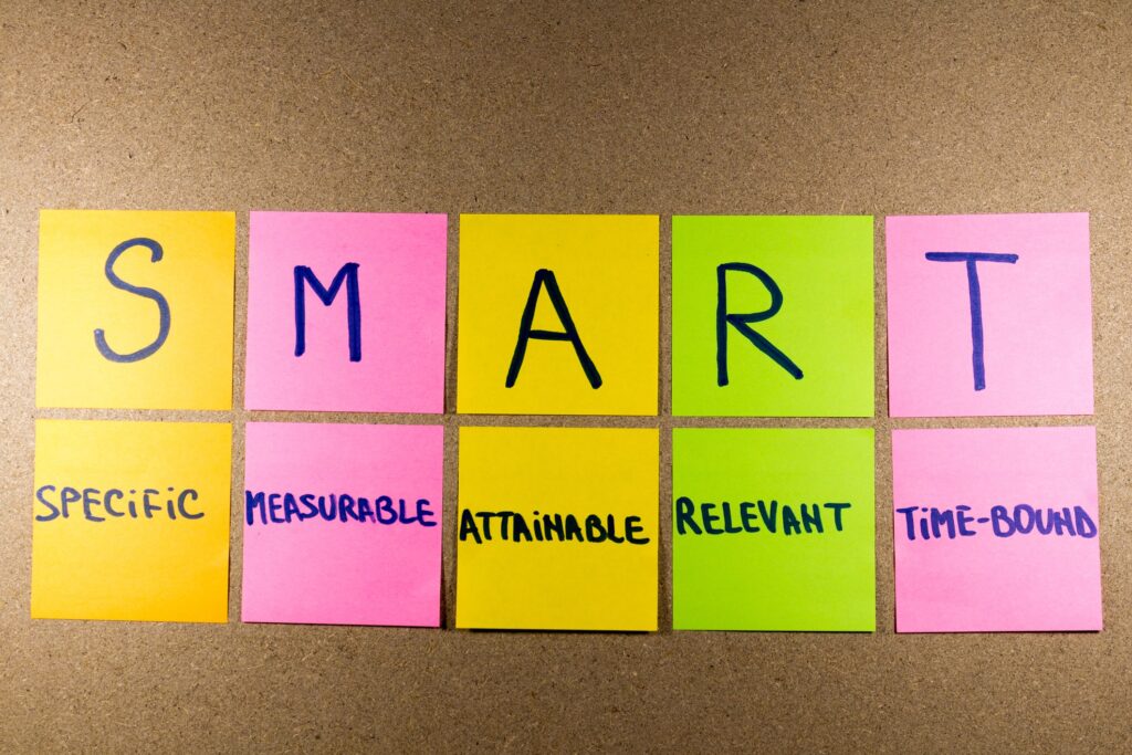 SMART Goals image 
Specific, Measurable, Attainable, Relevant and Time-Bound